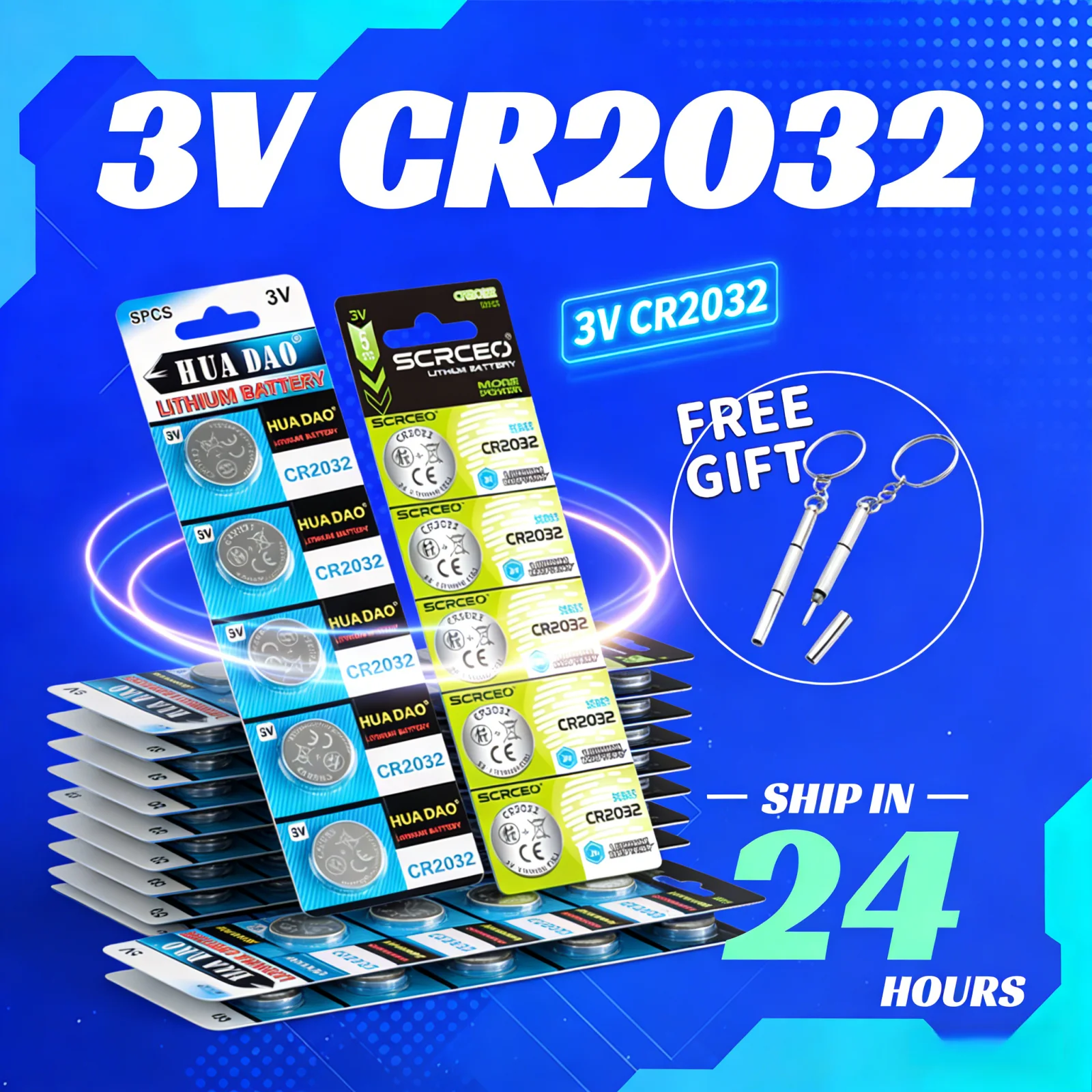 Long Shelf Life CR2032 3V Lithium Battery for Watch Game Calculator Key Fob Car Remote Control Button Coin Cell Blister
Long Shelf Life CR2032 3V Lithium Battery for Watch Game Calculator Key Fob Car Remote Control Button Coin Cell Blister