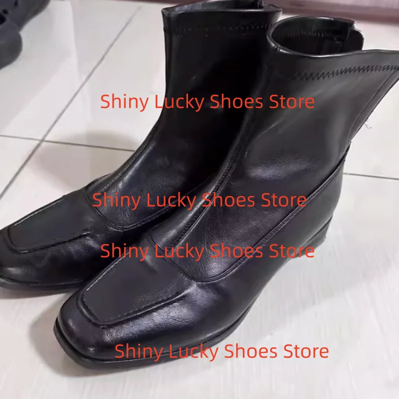 Pleated Shoes for Mens Square Toes Low Heels Sewing Lines Ladies Back Zippers Pu Leather Chassure Femme SolidFemale Short Boots
Pleated Shoes for Mens Square Toes Low Heels Sewing Lines Ladies Back Zippers Pu Leather Chassure Femme SolidFemale Short Boots