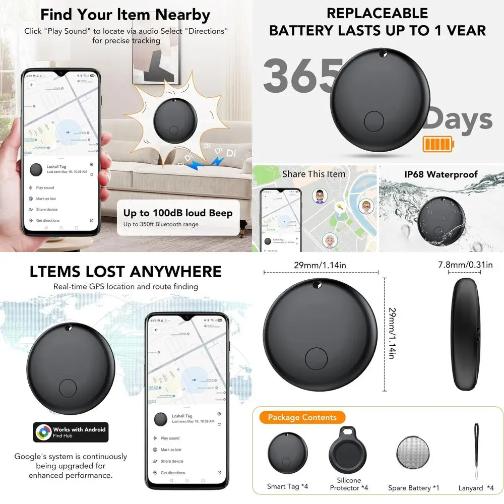 Беспроводной трекер, Bluetooth-локаторы, совместимые с приложением My Device, умные метки для кошельков, ключей и транспортных средств (Android)
Беспроводной трекер, Bluetooth-локаторы, совместимые с приложением My Device, умные метки для кошельков, ключей и транспортных средств (Android)