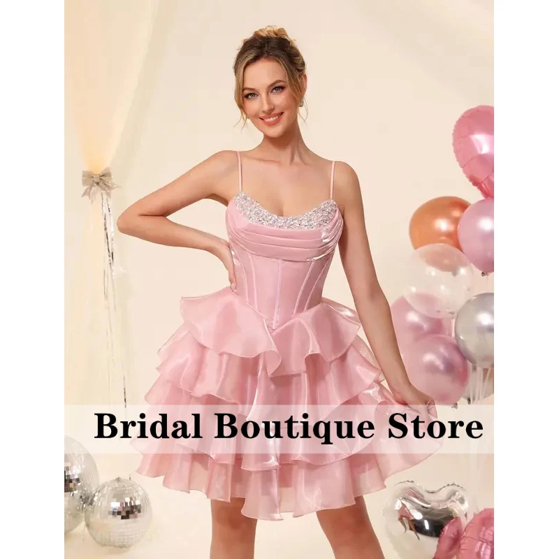 Customized Organza Short Homecoming Dresses Tiered Ruffles Cocktail Party Gowns Beaded Cowl Neck Mini Dress
Customized Organza Short Homecoming Dresses Tiered Ruffles Cocktail Party Gowns Beaded Cowl Neck Mini Dress