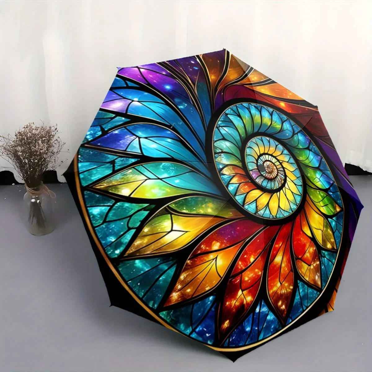 Vibrant Spiral for galaxy Design Automatic Folding Umbrella - Stained Glass Effect, 8-Rib Durable Frame, Compact & Lightweight
Vibrant Spiral for galaxy Design Automatic Folding Umbrella - Stained Glass Effect, 8-Rib Durable Frame, Compact & Lightweight
