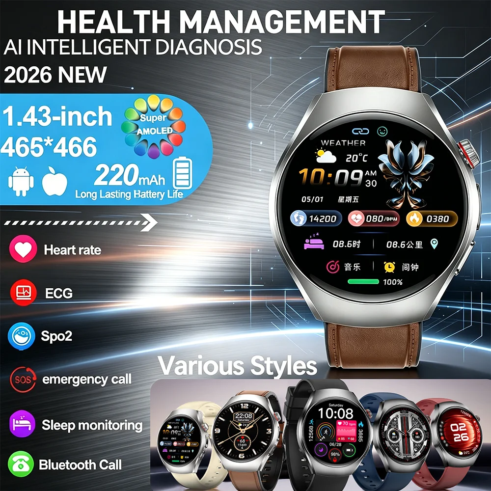 ECG PPG Blood Pressure Lipids Uric Acid Detection 2026 New Wireless Call Nursing Grade Health Analysis Smartwatch Men Women
ECG PPG Blood Pressure Lipids Uric Acid Detection 2026 New Wireless Call Nursing Grade Health Analysis Smartwatch Men Women