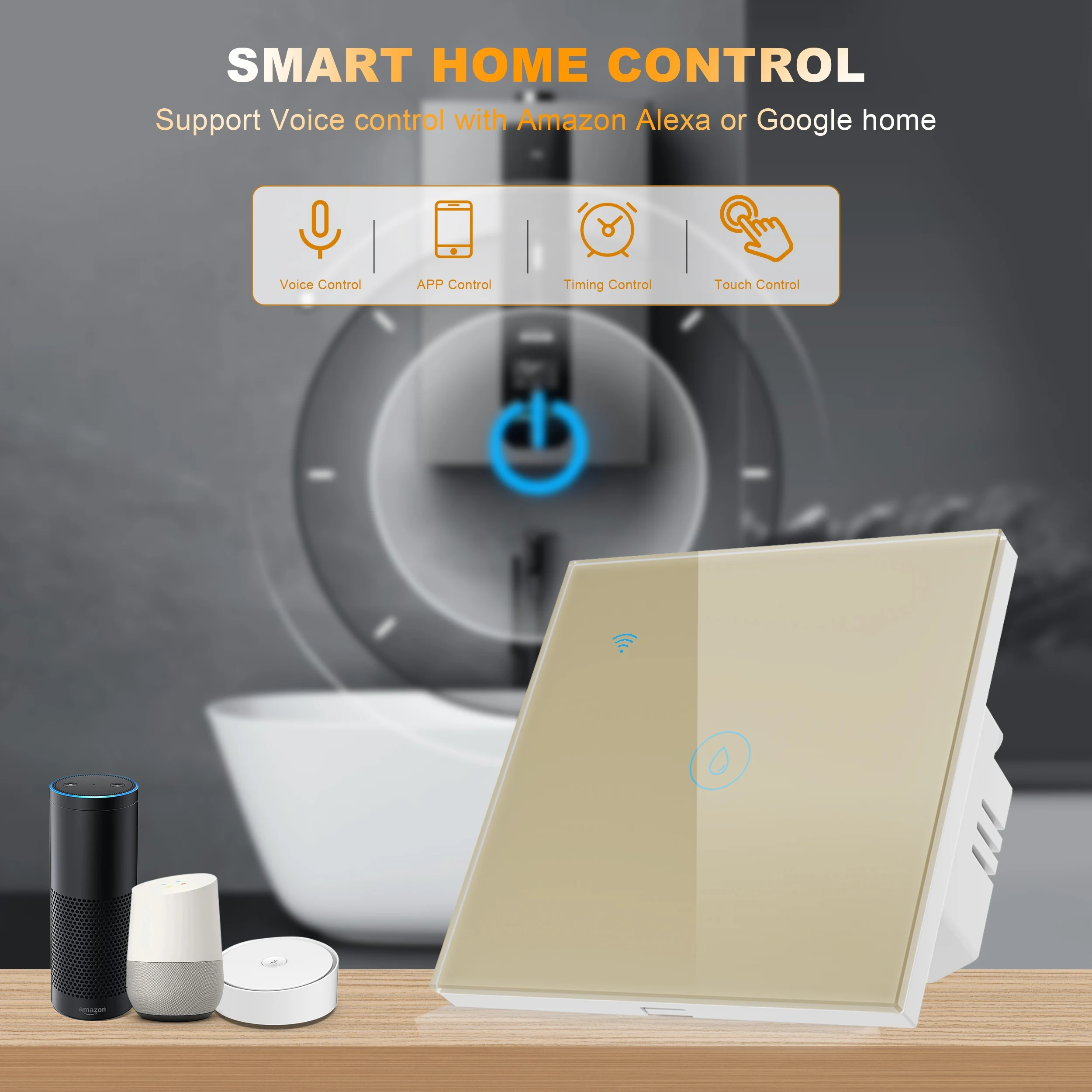 40A High Power WiFi Smart Water Heater Switch EU Works with Tuya/Smart Life App Voice Control Alexa Google Home Gold/Gray
40A High Power WiFi Smart Water Heater Switch EU Works with Tuya/Smart Life App Voice Control Alexa Google Home Gold/Gray