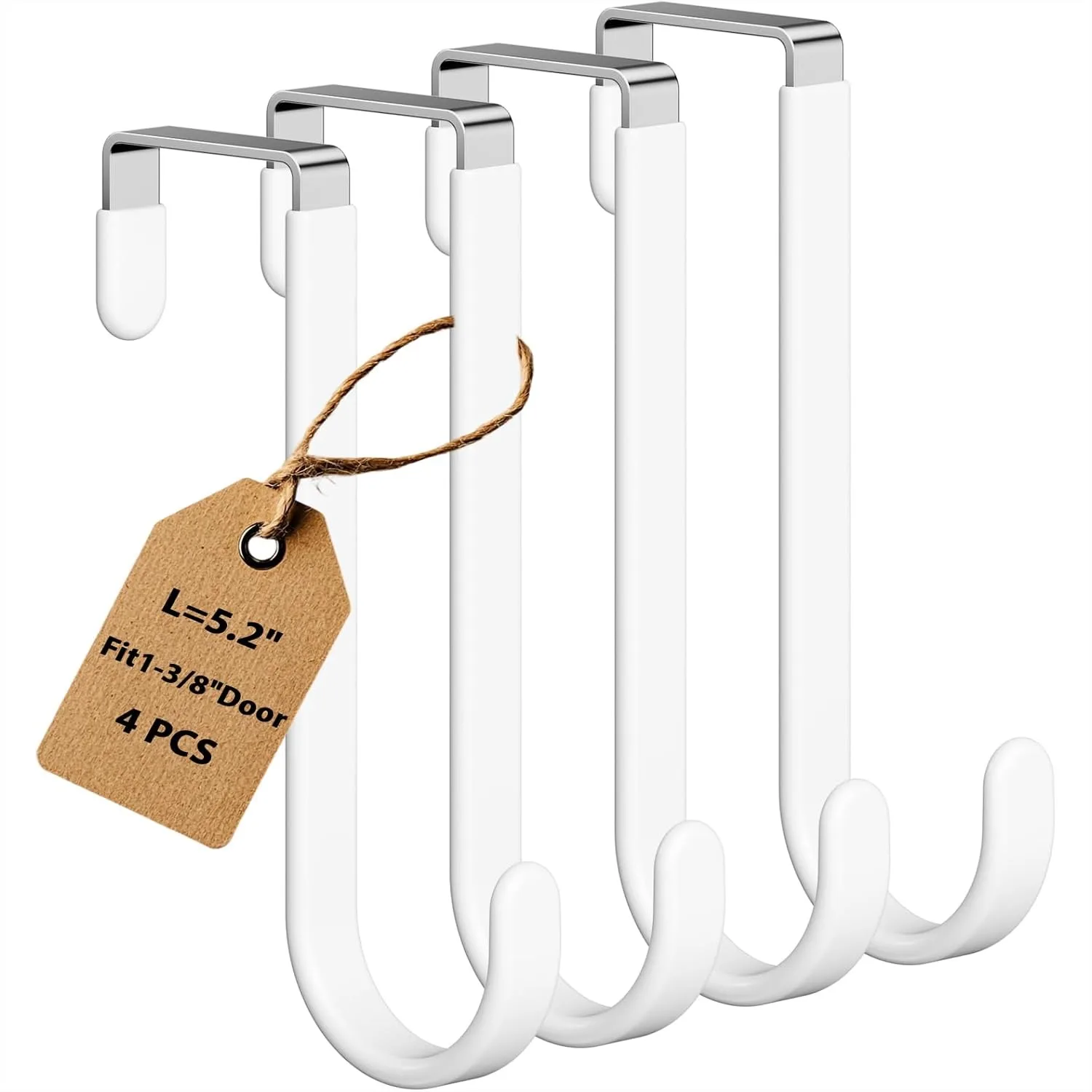 4 Pack Over The Door Hooks, Towel Hanger for Hanging, Fits 1 3/8" Door White, Dorm Room Essentials
4 Pack Over The Door Hooks, Towel Hanger for Hanging, Fits 1 3/8" Door White, Dorm Room Essentials