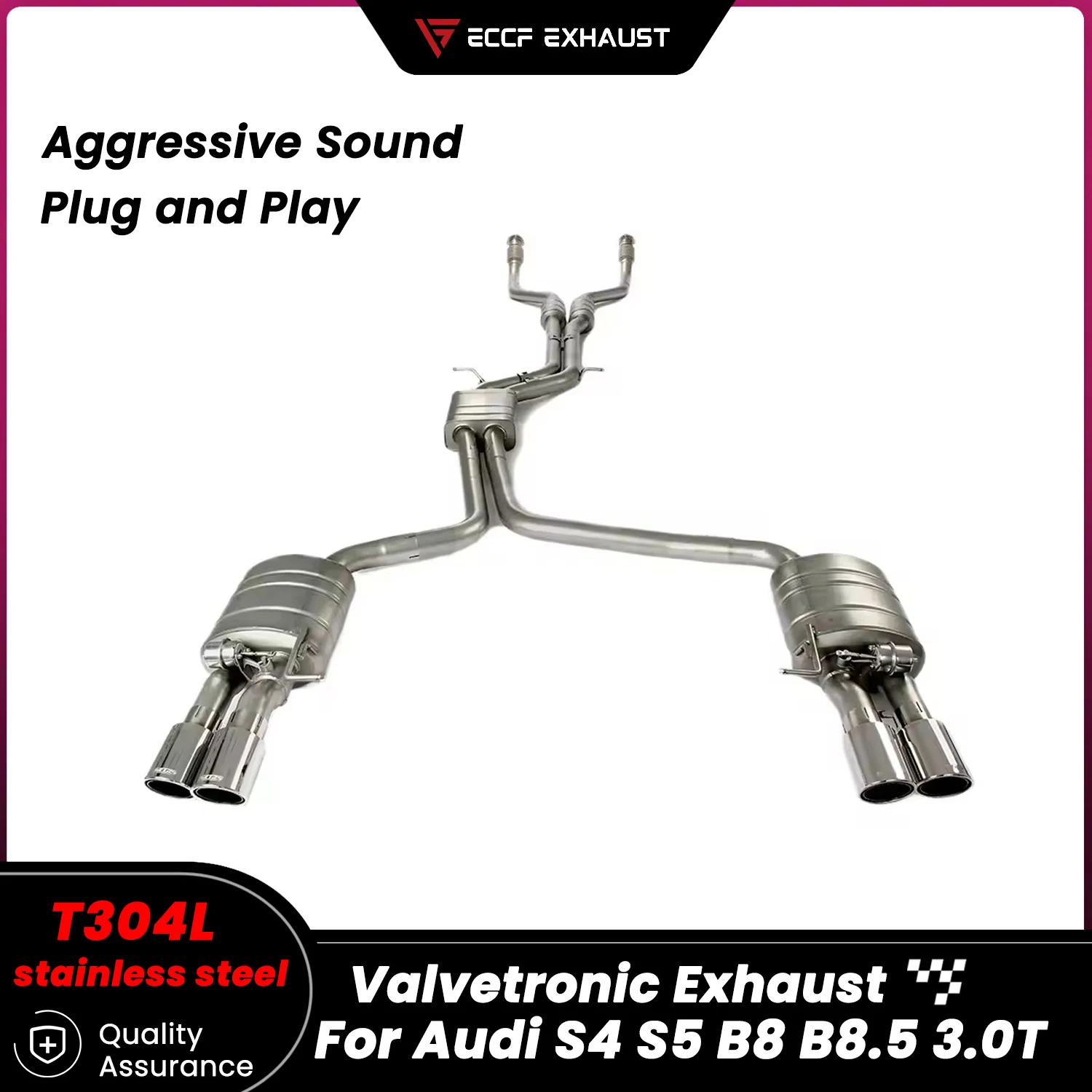 Pneumatic Valve Exhaust Catback Exhaust With Front pipe for Audi S4 S5 B8 B8.5 3.0T Freely Adjustable Sound Control
Pneumatic Valve Exhaust Catback Exhaust With Front pipe for Audi S4 S5 B8 B8.5 3.0T Freely Adjustable Sound Control