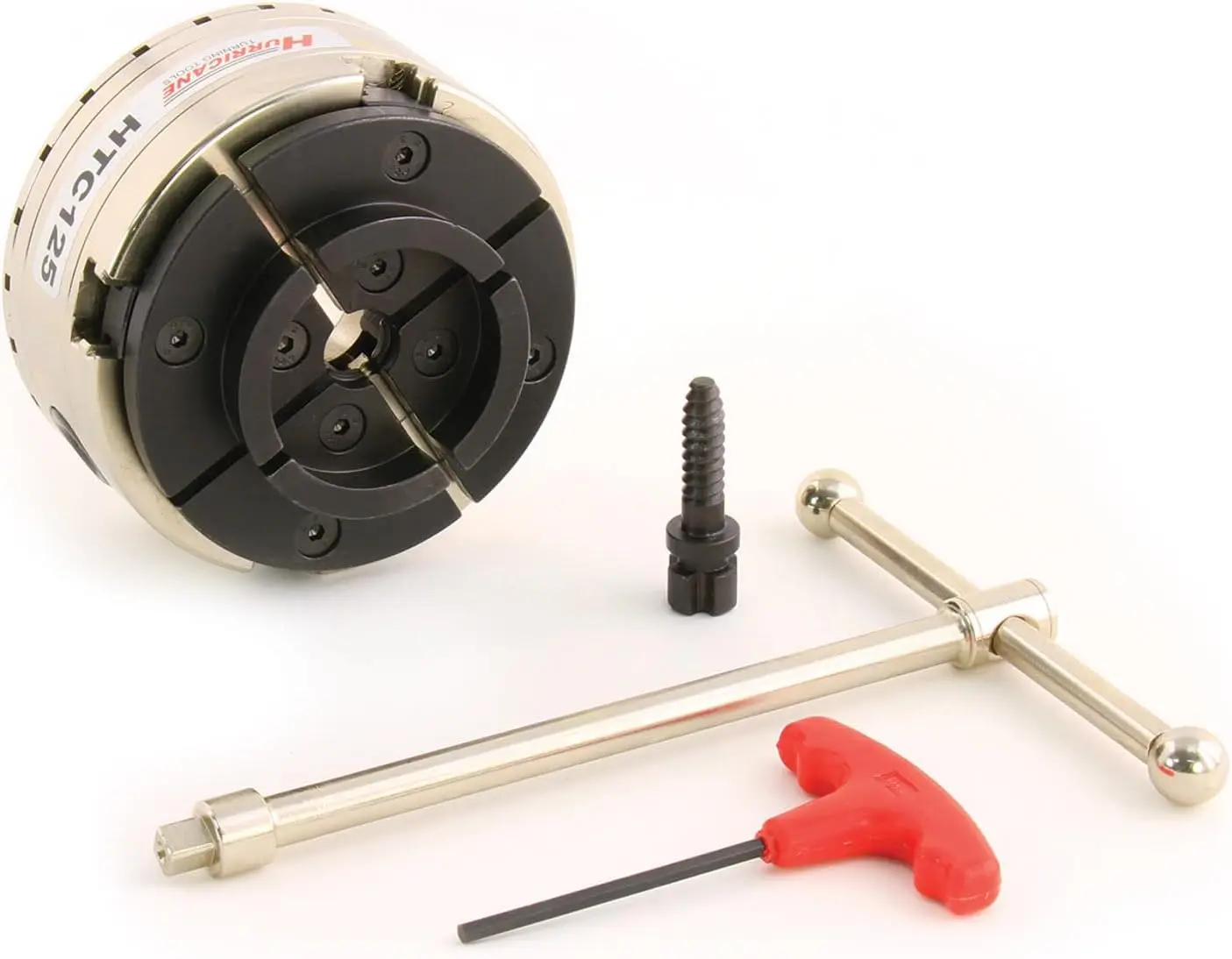 HTC125, 5" Four Jaw Woodturning Chuck Kit, with M33x 3.5 Insert and Dovetail Jaws, for Wood Lathes
HTC125, 5" Four Jaw Woodturning Chuck Kit, with M33x 3.5 Insert and Dovetail Jaws, for Wood Lathes