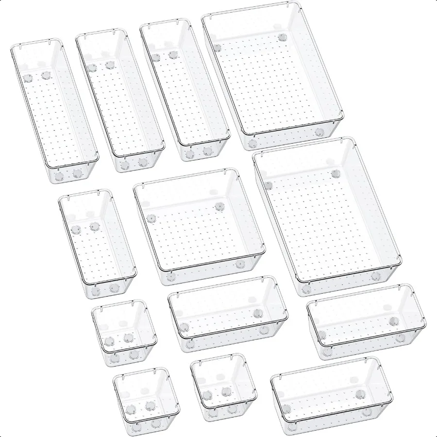 SMARTAKE 13Piece Drawer Organizers with NonSlip Silicone Pads 5Size Desk Drawer Organizer Trays Storage Tray for Makeup Jewelri
SMARTAKE 13Piece Drawer Organizers with NonSlip Silicone Pads 5Size Desk Drawer Organizer Trays Storage Tray for Makeup Jewelri