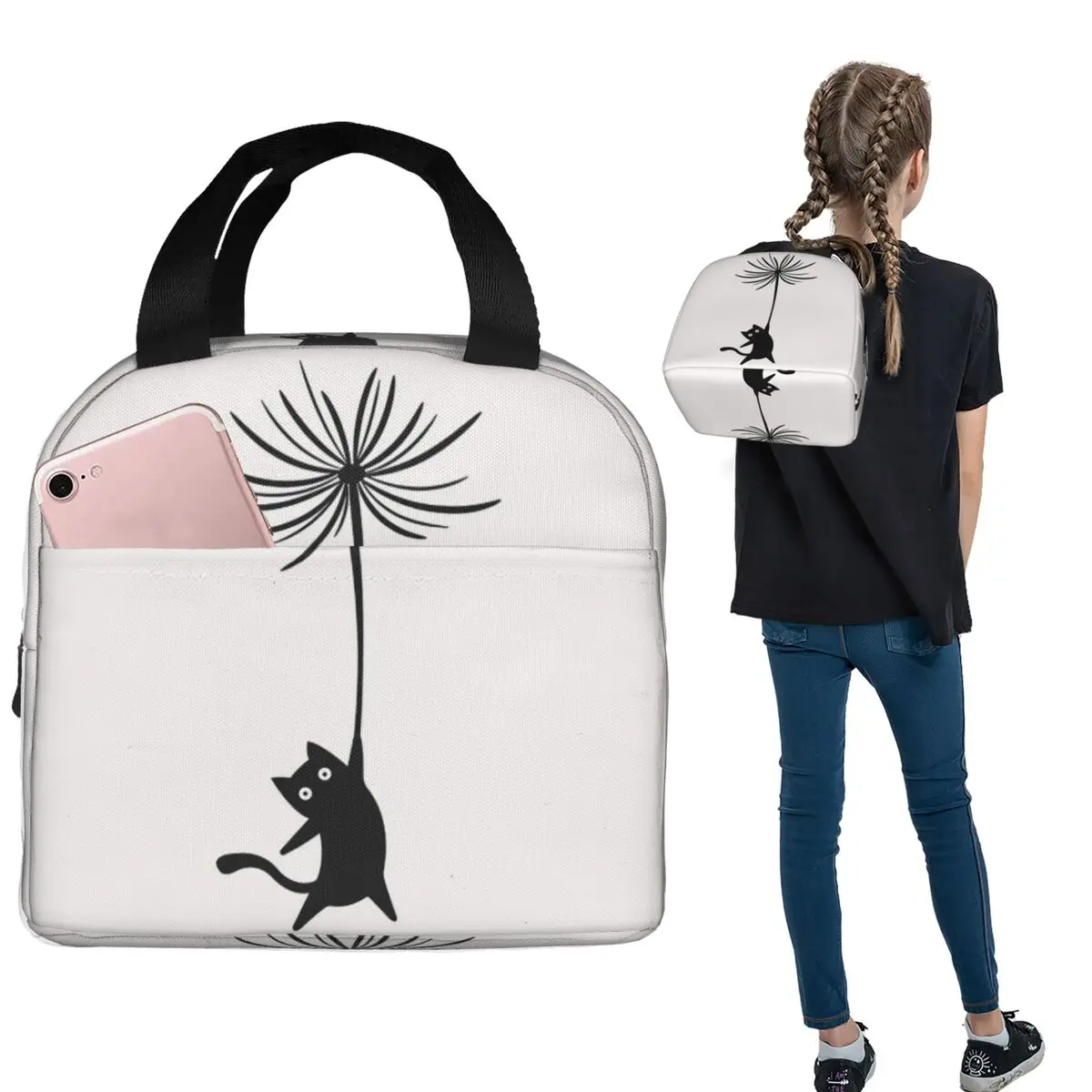 Cat Flies In The Air On A Dandelion Insulated Lunch Bag for Women Children Portable Food Boxes Thermal Lunch Box Tote
Cat Flies In The Air On A Dandelion Insulated Lunch Bag for Women Children Portable Food Boxes Thermal Lunch Box Tote