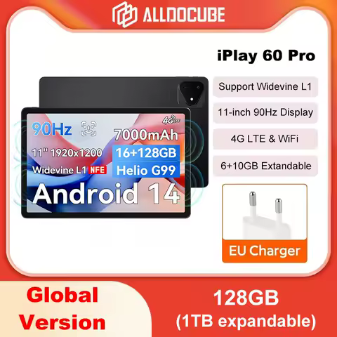 ALLDOCUBE iPlay 60 프로 태블릿, 11인치, 90Hz 디스플레이, 6GB + 6GB RAM, 128GB ROM, 안드로이드 14 헬리오 G99 옥타 코어, 7000mAh, 4G LTE 및 와이파이