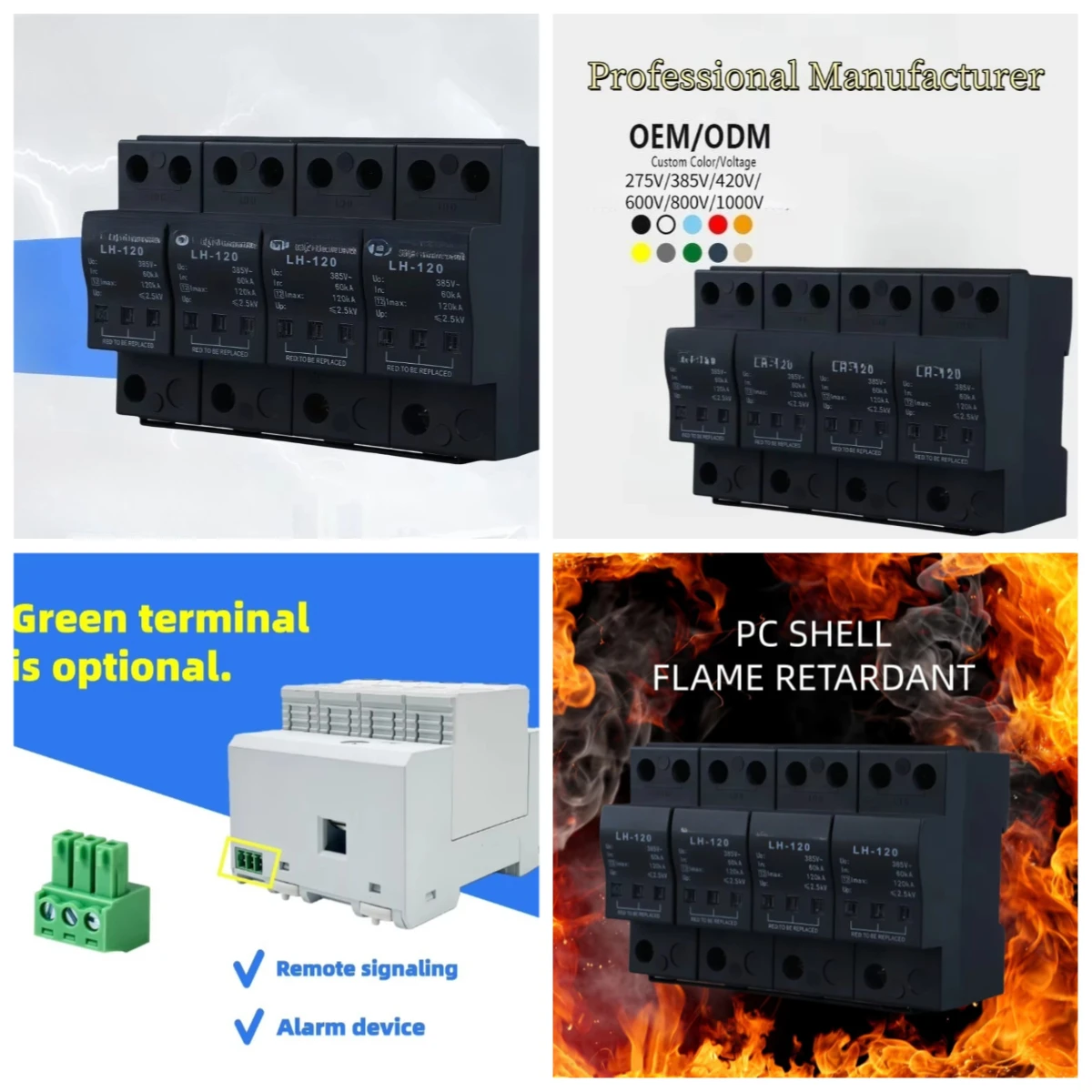 Modular Design DC SPD 4P 385V 120kA smart city infrastructure power protection AC surge protective device
Modular Design DC SPD 4P 385V 120kA smart city infrastructure power protection AC surge protective device