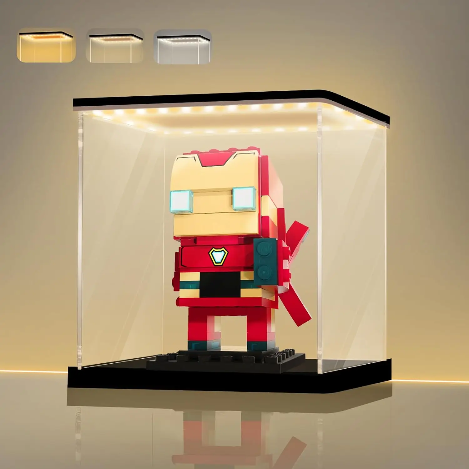 Acrylic Display Case with Light, 4x4x4 in LED Case with 15mm Raised Base, 3mm Clear Panels, 3-Color Dimmable Lighting for Collectibles and Action Figures
Acrylic Display Case with Light, 4x4x4 in LED Case with 15mm Raised Base, 3mm Clear Panels, 3-Color Dimmable Lighting for Collectibles and Action Figures