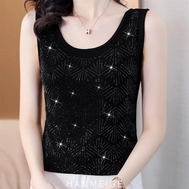 Summer Round Neck Diamons Tank Top Women Sleeveless Casual Fashion All-match Bottomed Tee Ladies Oversized Sexy Slim Vest Femme
Summer Round Neck Diamons Tank Top Women Sleeveless Casual Fashion All-match Bottomed Tee Ladies Oversized Sexy Slim Vest Femme