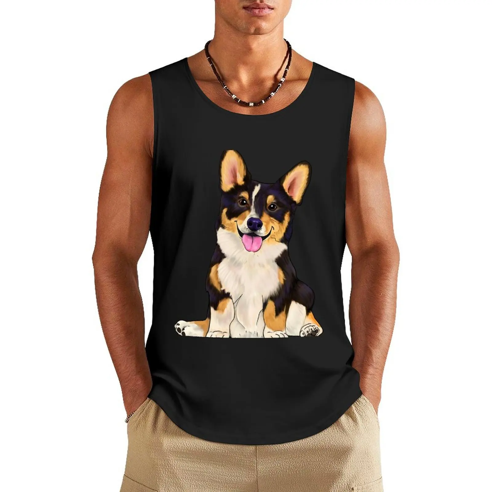 Cute sitting corgi tri color dog Tank Top tops Sleeveless T-shirt sports clothes for men
Cute sitting corgi tri color dog Tank Top tops Sleeveless T-shirt sports clothes for men