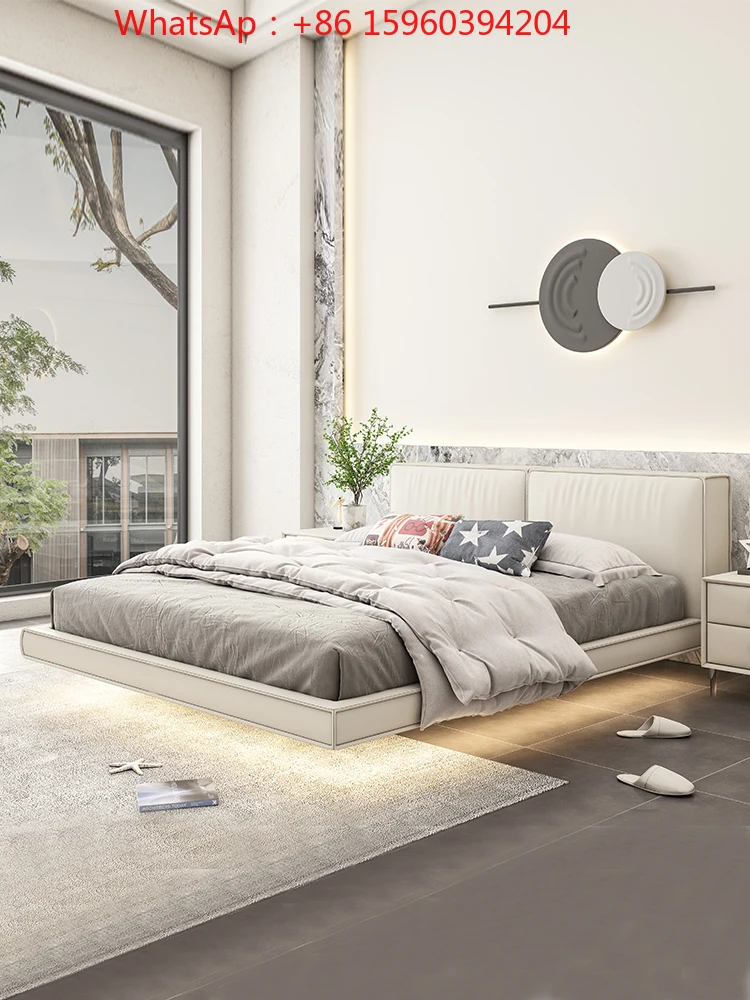 Suspended bed master bedroom double bed modern simple suspended first layer cowhide minimalist dream
Suspended bed master bedroom double bed modern simple suspended first layer cowhide minimalist dream