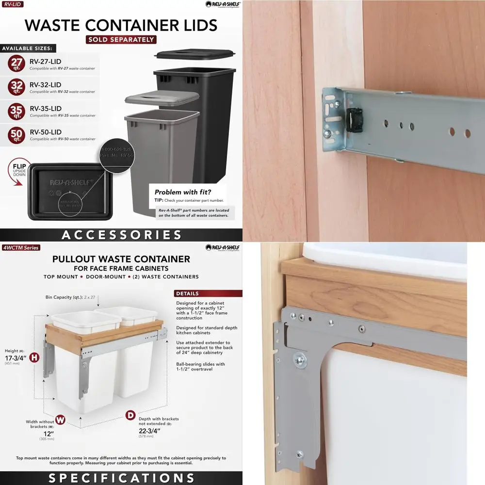 27-литровое двойное выдвижное мусорное ведро с полным выдвижением весом 150 фунтов для кухонных шкафов
27-литровое двойное выдвижное мусорное ведро с полным выдвижением весом 150 фунтов для кухонных шкафов