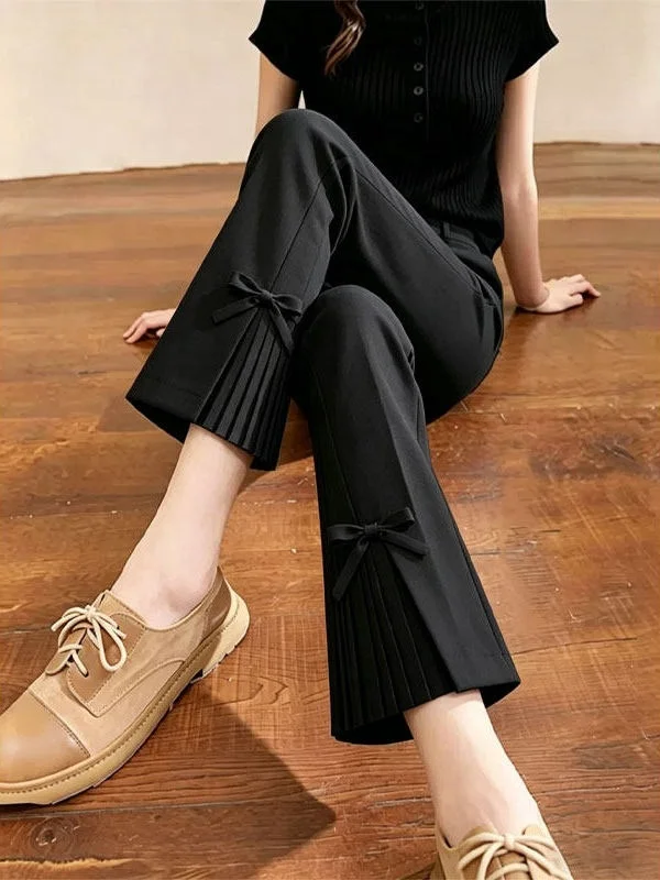 Women's Casual High Waist Flared Pants Knot Decorative Drapey Summer New Style Slimming Versatile Nine-Piece Pants
Women's Casual High Waist Flared Pants Knot Decorative Drapey Summer New Style Slimming Versatile Nine-Piece Pants