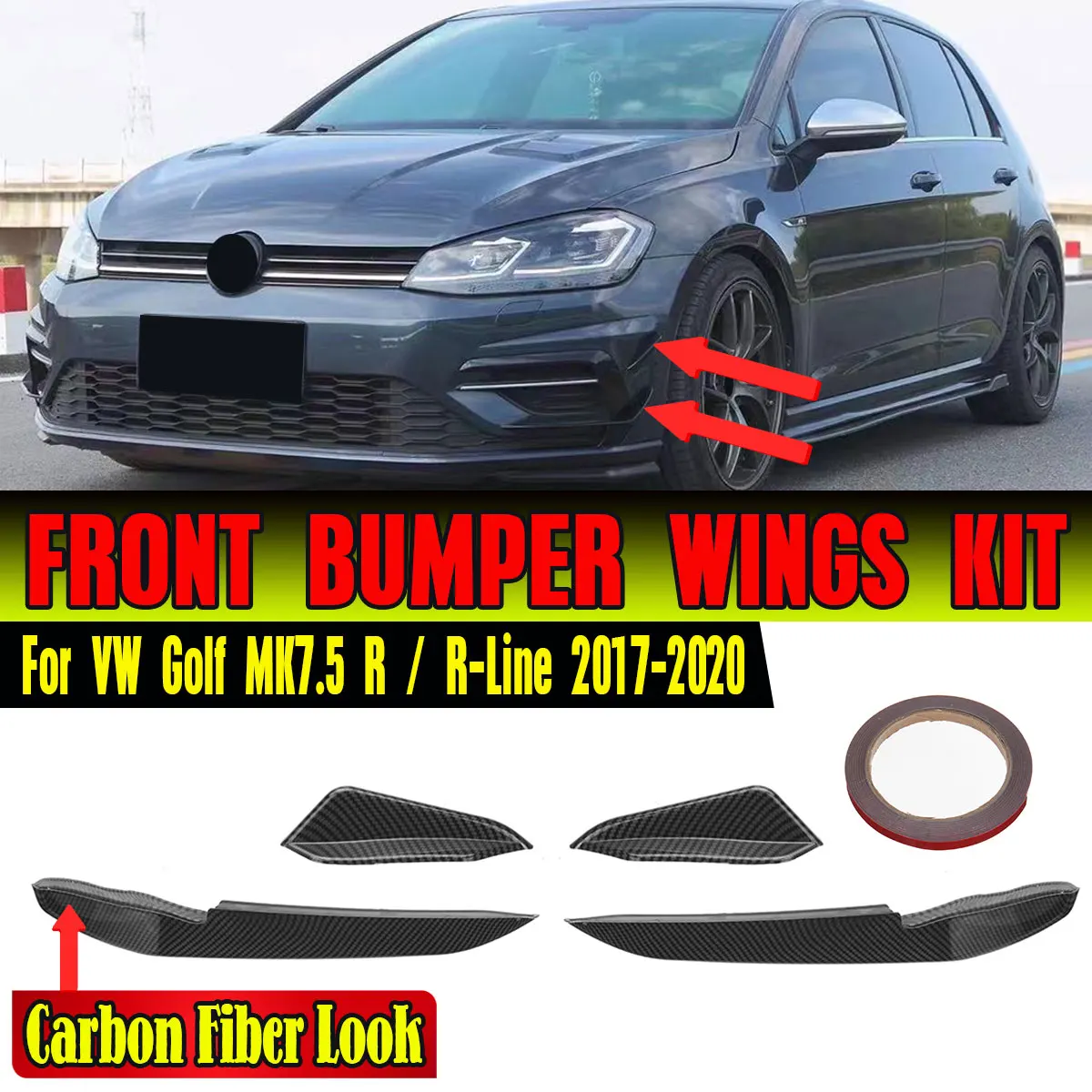 New 4x Car Front Bumper Side Canards Bumper Lip Spoiler For Volkswagen For VW Golf MK7.5 R / R-Line 2017-2020 Side Splitter Lip
New 4x Car Front Bumper Side Canards Bumper Lip Spoiler For Volkswagen For VW Golf MK7.5 R / R-Line 2017-2020 Side Splitter Lip