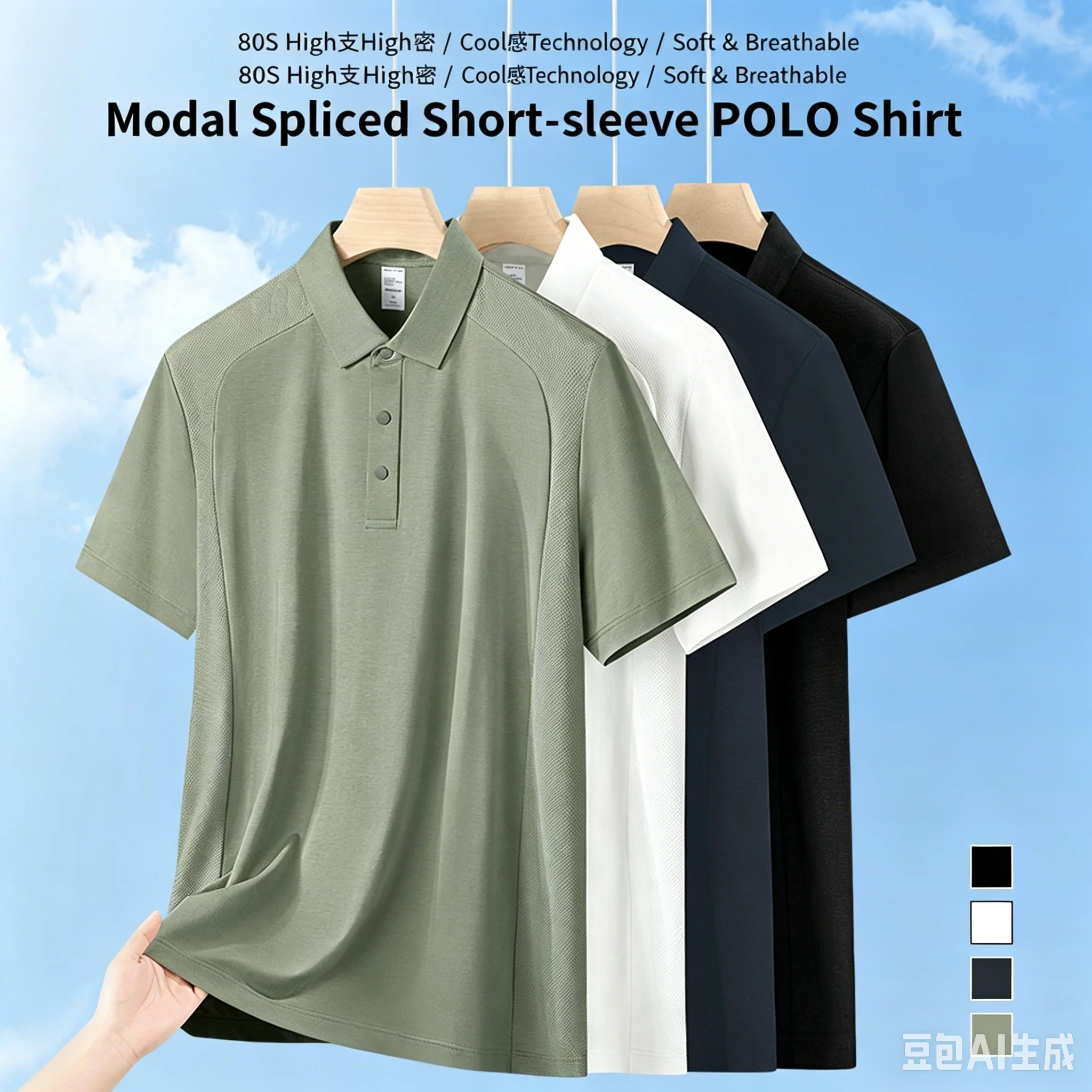 Men's Splicing Short Sleeve Polo Shirts 80S High Count High Density Summer Cool Feeling Soft Breathable Casual Collared Tops
Men's Splicing Short Sleeve Polo Shirts 80S High Count High Density Summer Cool Feeling Soft Breathable Casual Collared Tops