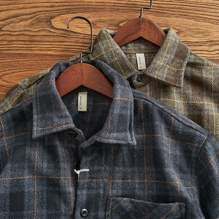 Heavyweight Woolen Men's Long Sve Casual Loose Plaid Color Blo oulder-Length irt Autumn Winter Faion Outerwear
Heavyweight Woolen Men's Long Sve Casual Loose Plaid Color Blo oulder-Length irt Autumn Winter Faion Outerwear