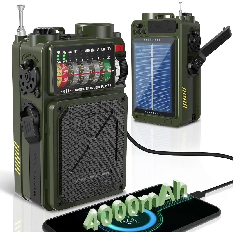 Hand-cranked power generation radio, solar rechargeable flashlight 
Hand-cranked power generation radio, solar rechargeable flashlight