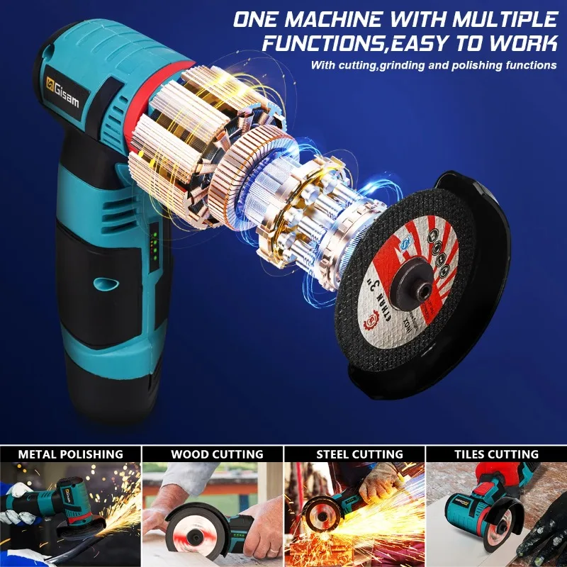 【Hot Item】12V Brushless Electric Angle Grinder Electric Grinding Cutter Rechargeable Polishing hine Cutting Power Tools 2000MAH
【Hot Item】12V Brushless Electric Angle Grinder Electric Grinding Cutter Rechargeable Polishing hine Cutting Power Tools 2000MAH