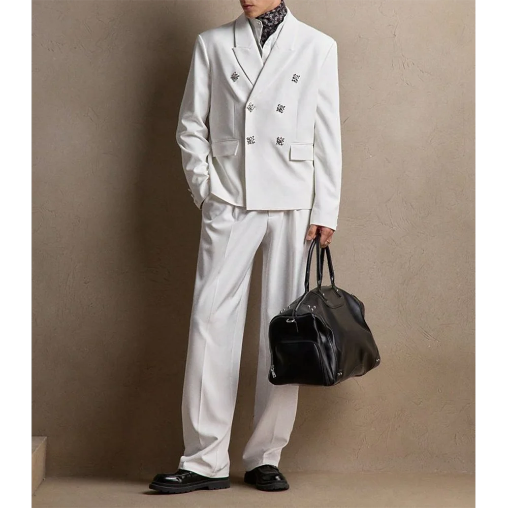 Men Suits 2 Piecs Short Jacket Pants White Classic Party Clothing Double Breasted Peak Lapel Work Commute Suits
Men Suits 2 Piecs Short Jacket Pants White Classic Party Clothing Double Breasted Peak Lapel Work Commute Suits