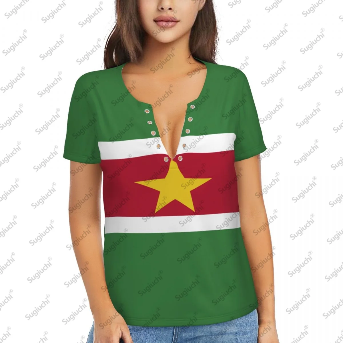 2025 Флаг Suriname, сексуальные женские футболки с глубоким v-образным вырезом и 3D короткими рукавами, модные футболки, женская одежда, топы, повседневная блузка для девочек, футболки
2025 Флаг Suriname, сексуальные женские футболки с глубоким v-образным вырезом и 3D короткими рукавами, модные футболки, женская одежда, топы, повседневная блузка для девочек, футболки