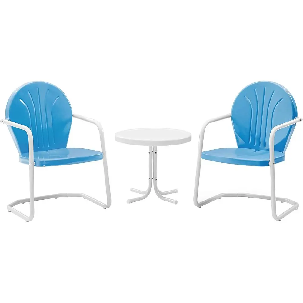 3-Piece Outdoor Bistro Set with Side Table, Retro Metal Patio Furniture, Sky Blue
3-Piece Outdoor Bistro Set with Side Table, Retro Metal Patio Furniture, Sky Blue
