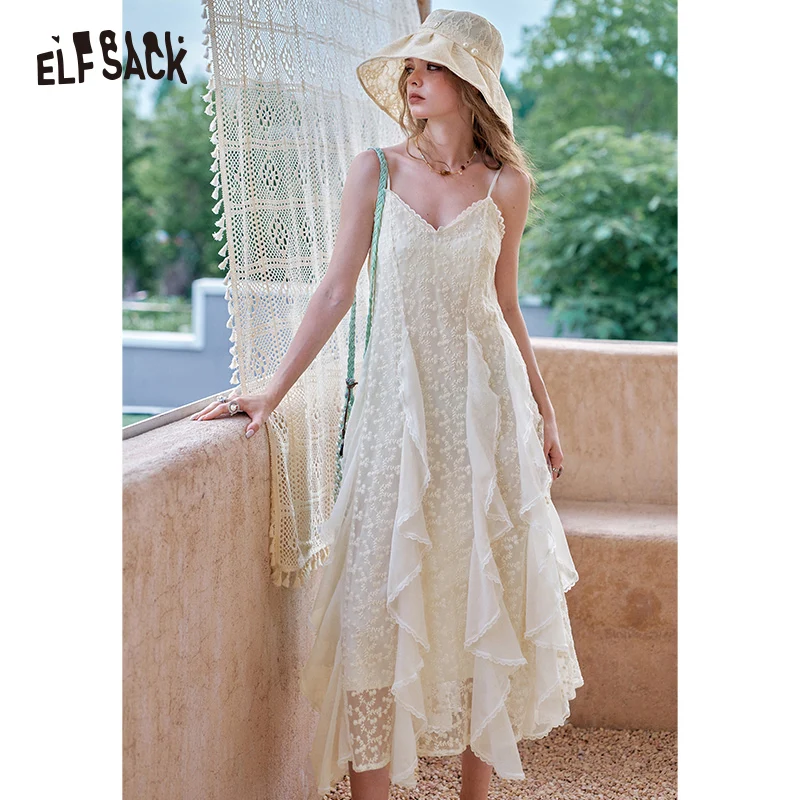 ELFSACK 2025 Summer New Arrivals White Lace Camisole Chic Dress For Women
ELFSACK 2025 Summer New Arrivals White Lace Camisole Chic Dress For Women