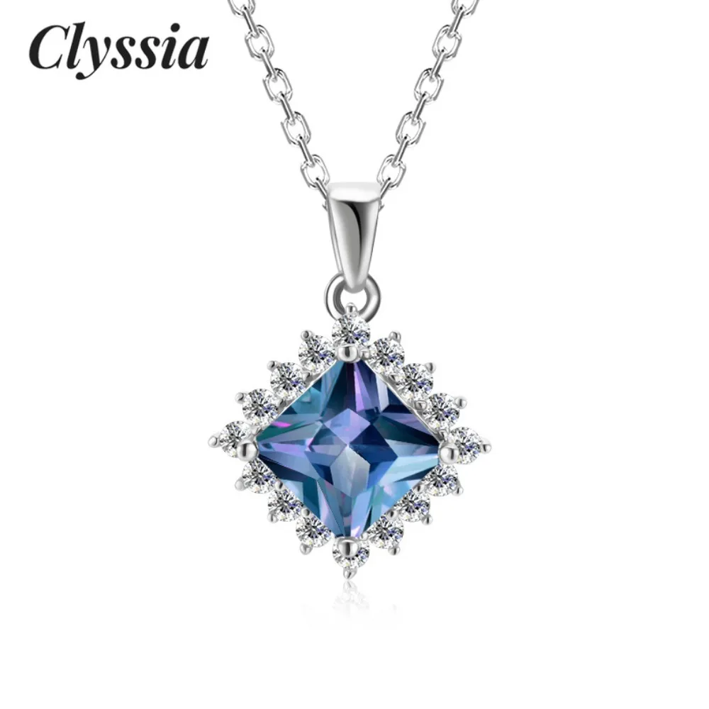 CLYSSIA New Princess Cut Color Change Alexandrite Gemstone Sterling Silver 925 Square Pendant Necklace for Women Jewellery
CLYSSIA New Princess Cut Color Change Alexandrite Gemstone Sterling Silver 925 Square Pendant Necklace for Women Jewellery
