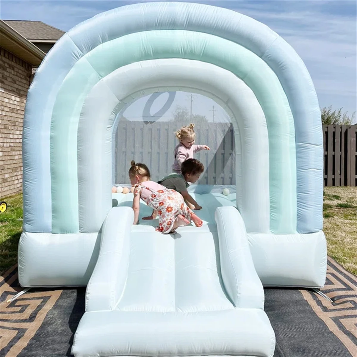 Mini Rainbow Inflatable Bounce House Blow Up PVC Bounce Castle With Side For Kids Party
Mini Rainbow Inflatable Bounce House Blow Up PVC Bounce Castle With Side For Kids Party