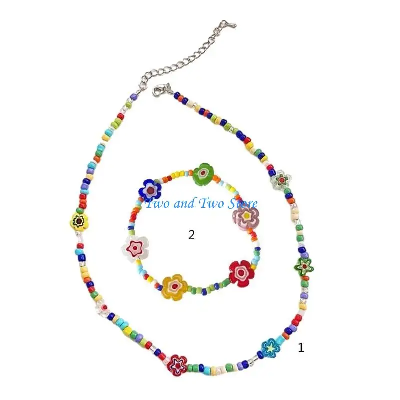 HX6F Flower Beaded Coloured Glaze Bracelet Necklace Ajdustable Clavicle Chain for Women Girls Handmade Boho- Jewelry
HX6F Flower Beaded Coloured Glaze Bracelet Necklace Ajdustable Clavicle Chain for Women Girls Handmade Boho- Jewelry