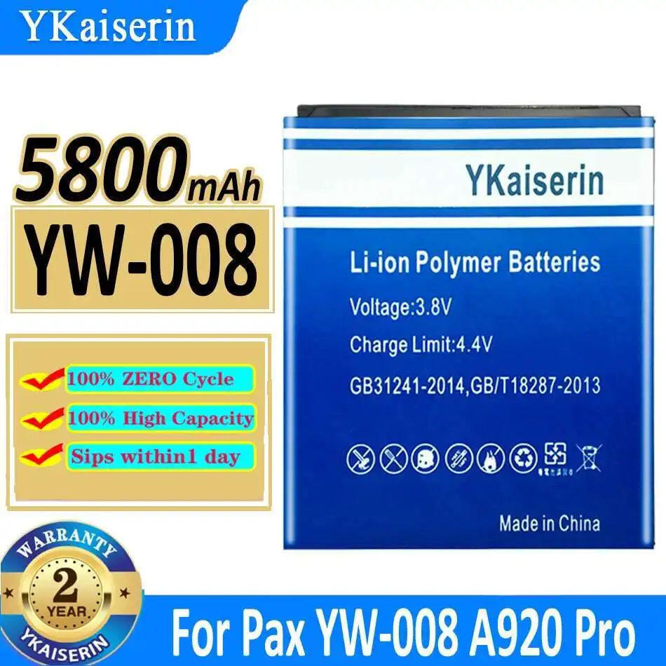 Долговечный платежный терминал для быстрой зарядки Pax YW-008 A920 Pro, аккумулятор 5800 мАч
Долговечный платежный терминал для быстрой зарядки Pax YW-008 A920 Pro, аккумулятор 5800 мАч