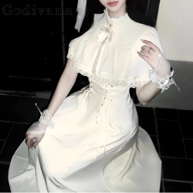 Summer French Elegant Heavy Industry High Waist Stand Collar Dress Women Versatile Age Reduction Sweet Lace Japanese Dresses
Summer French Elegant Heavy Industry High Waist Stand Collar Dress Women Versatile Age Reduction Sweet Lace Japanese Dresses