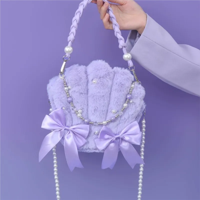JIAERDI Sweet Cute Purple Shell Handbag Women Cartoon Plush Pearl Chain Crossbody Bag Ladies Elegant Gentle Bow Shoulder Bag New
JIAERDI Sweet Cute Purple Shell Handbag Women Cartoon Plush Pearl Chain Crossbody Bag Ladies Elegant Gentle Bow Shoulder Bag New