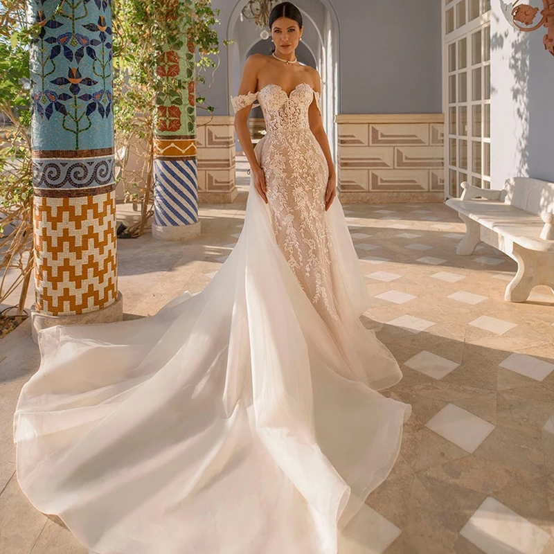 Mermaid 2 In 1 Detachable Wedding Dress Embroidered Lace On Net With Ball Gown Boat Neck Sleeveless Bride Lace Up Robe De Mariee
Mermaid 2 In 1 Detachable Wedding Dress Embroidered Lace On Net With Ball Gown Boat Neck Sleeveless Bride Lace Up Robe De Mariee