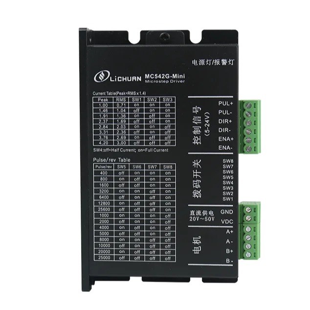 Мини-шаговый драйвер LICHUAN MC542-MINI 2-фазный мини-шаговый цифровой драйвер подходит для 2-фазного микрошагового двигателя Nema23
Мини-шаговый драйвер LICHUAN MC542-MINI 2-фазный мини-шаговый цифровой драйвер подходит для 2-фазного микрошагового двигателя Nema23