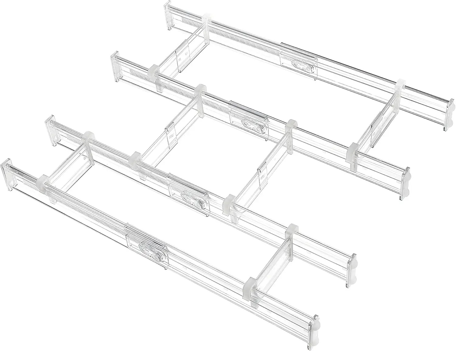 Adjustable Drawer Dividers with Expandable Inserts, 12.8-22.3" Kitchen Organizer for Flatware Utensils, Clear Plastic Separator
Adjustable Drawer Dividers with Expandable Inserts, 12.8-22.3" Kitchen Organizer for Flatware Utensils, Clear Plastic Separator