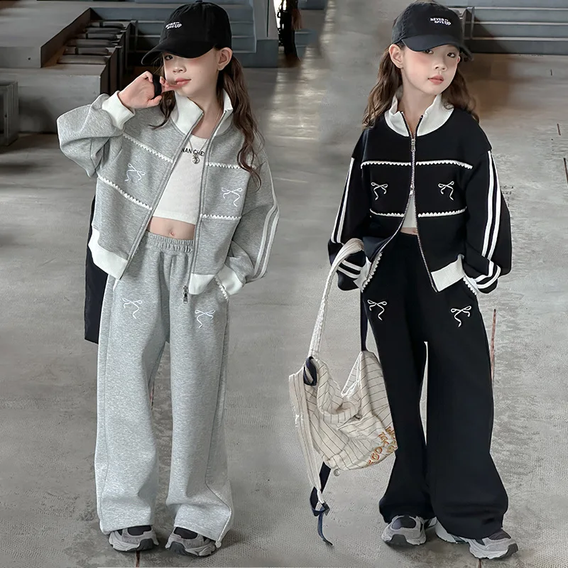 Children Girls Autumn Two-piece Set Bowknot Long Sleeves Baby Girls Sets Zipper Patchwork Coat+Elastic Waist Kids Girls Sets
Children Girls Autumn Two-piece Set Bowknot Long Sleeves Baby Girls Sets Zipper Patchwork Coat+Elastic Waist Kids Girls Sets