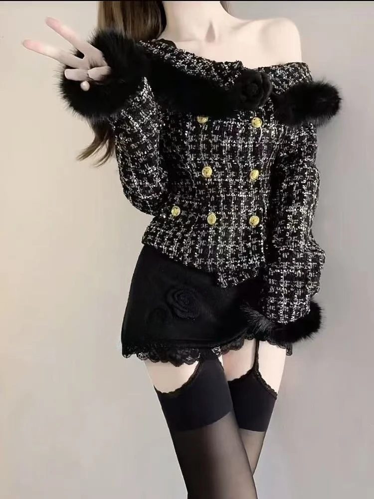 Шикарный винтажный новый комплект из 2 предметов с открытыми плечами, женская модная клетчатая куртка + юбка с высокой талией, костюм из искусственного меха, элегантная праздничная одежда 2025
Шикарный винтажный новый комплект из 2 предметов с открытыми плечами, женская модная клетчатая куртка + юбка с высокой талией, костюм из искусственного меха, элегантная праздничная одежда 2025