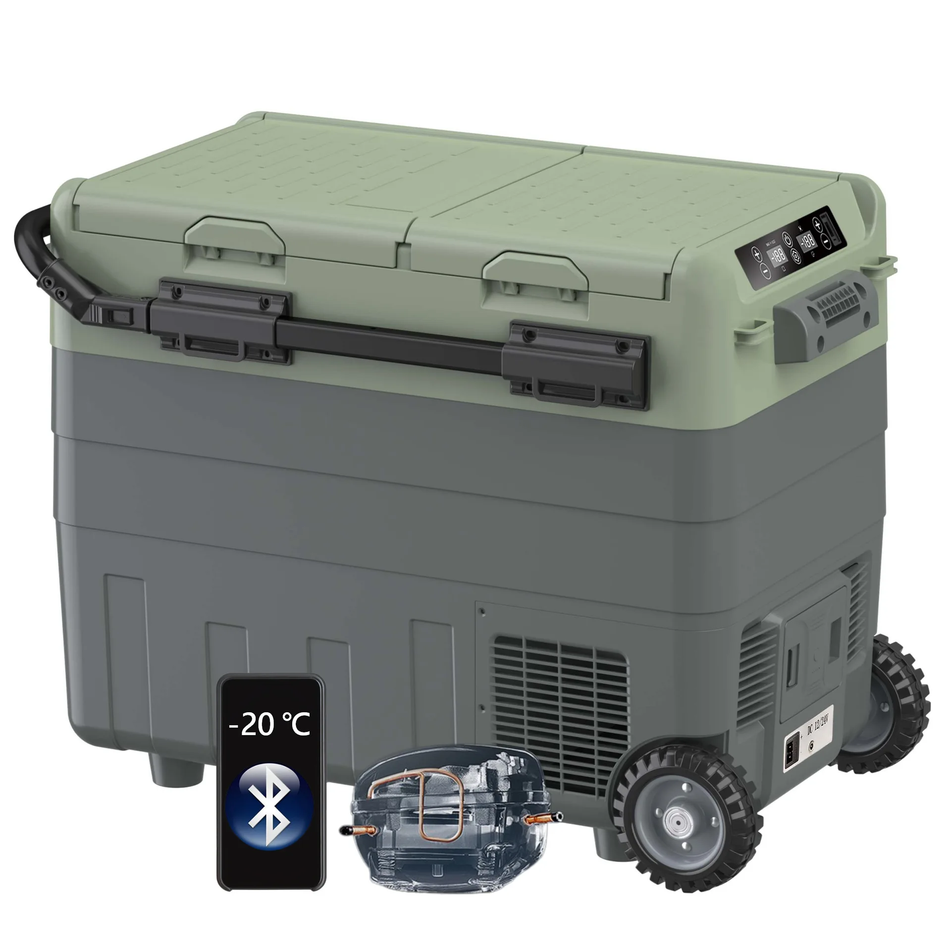 50L Dual Temperature Control Two-door Compressor APP Solar Wheel Telescopic Rod Rechargeable Portable Car Home Refrigerator
50L Dual Temperature Control Two-door Compressor APP Solar Wheel Telescopic Rod Rechargeable Portable Car Home Refrigerator