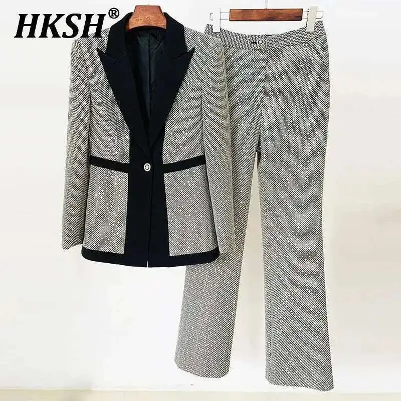 HKSH 2024 Spring Autumn New Women's Tide Punk Style Sequin Small Checker Color Block Suit Pants Two-Piece Set Fashion Ins HK3132
HKSH 2024 Spring Autumn New Women's Tide Punk Style Sequin Small Checker Color Block Suit Pants Two-Piece Set Fashion Ins HK3132