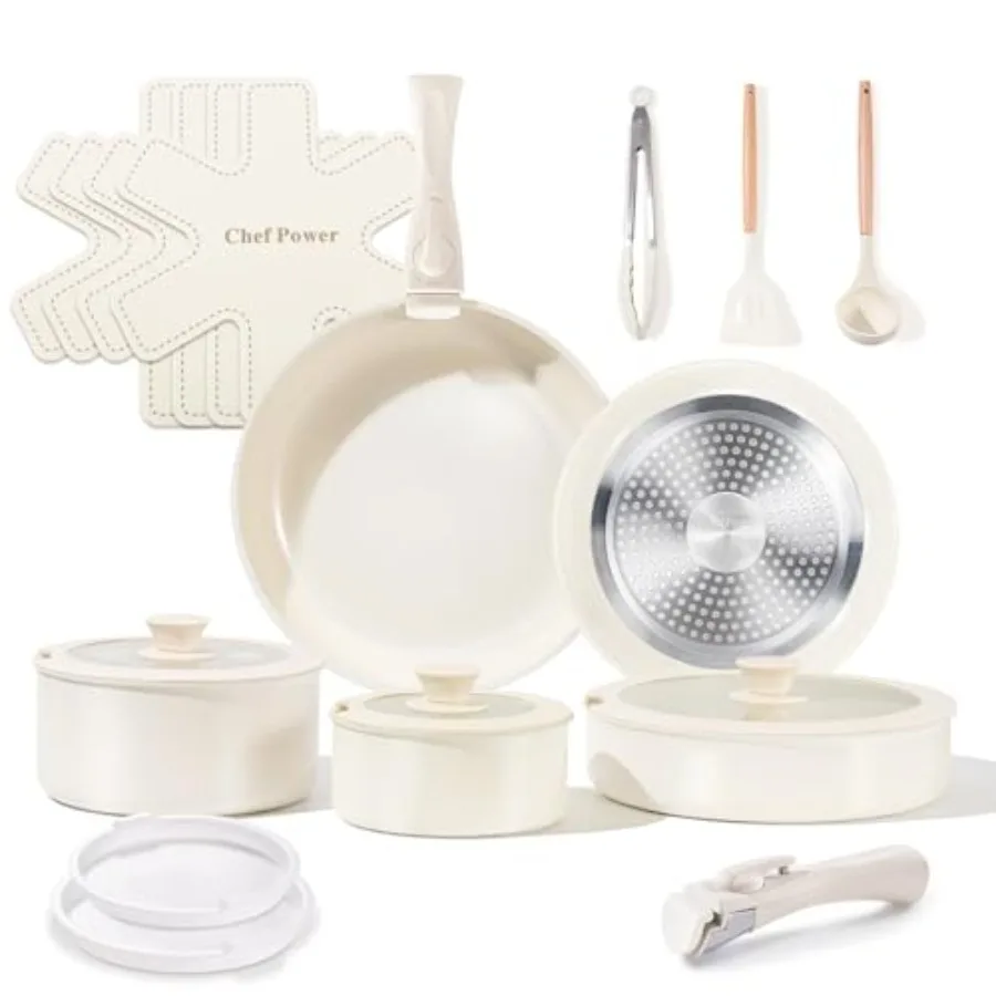 Ceramic Cookware Set Non Toxic with Detachable Handles, Healthy Nonstick Pans and Pots Set 19 Pcs, Induction Dishwasher Oven Sa
Ceramic Cookware Set Non Toxic with Detachable Handles, Healthy Nonstick Pans and Pots Set 19 Pcs, Induction Dishwasher Oven Sa