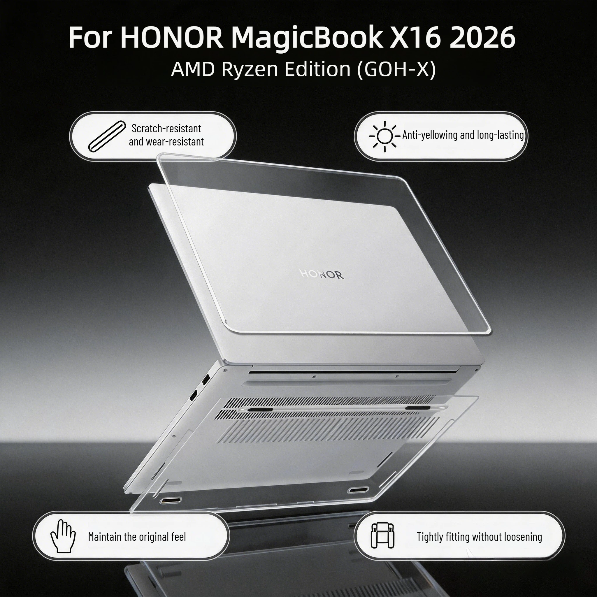 Frosted Transparent Protective Case for HONOR MagicBook X16 2026 AMD Laptop Case GOH-X 16" Anti-Scratch Shockproof Hard Shell
Frosted Transparent Protective Case for HONOR MagicBook X16 2026 AMD Laptop Case GOH-X 16" Anti-Scratch Shockproof Hard Shell