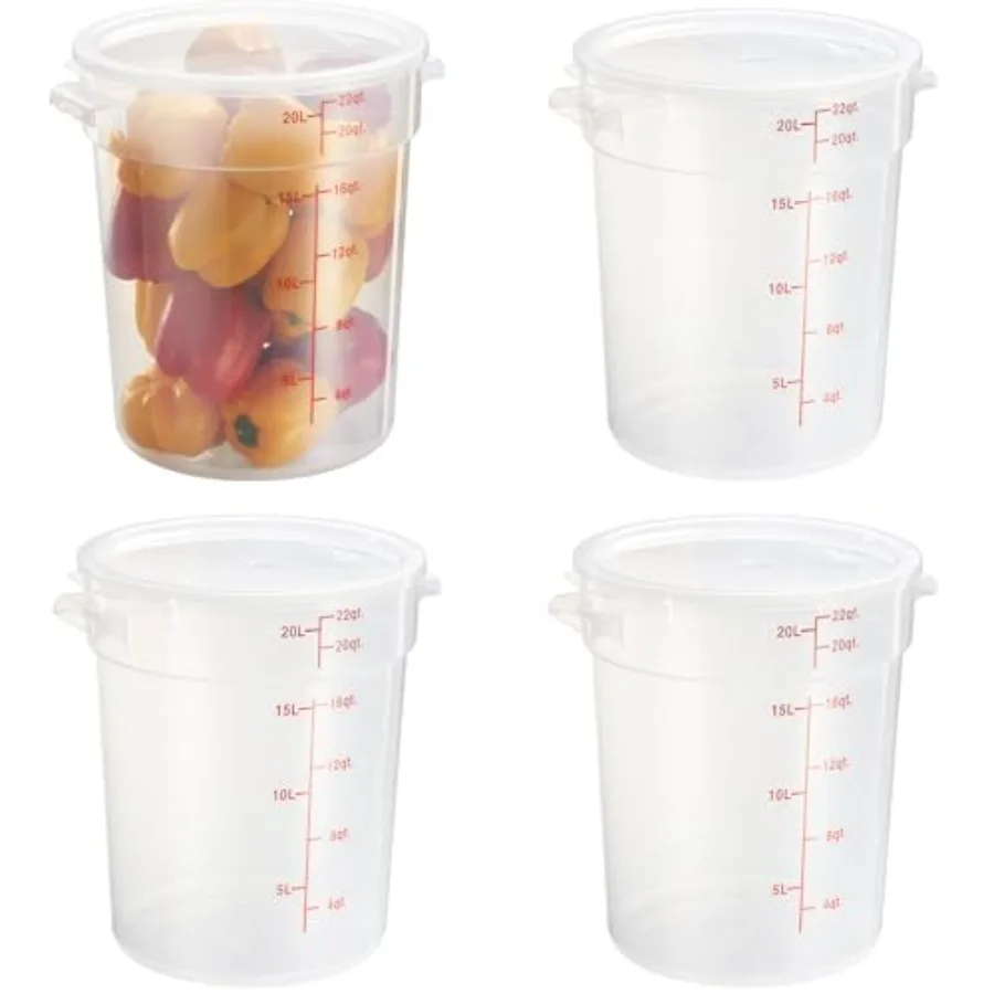 22 Quart Translucent Round Food Storage Container with Lid Pack of 4 NSF Listed BPA-Free Commercial-Grade Polypropylene Freezer
22 Quart Translucent Round Food Storage Container with Lid Pack of 4 NSF Listed BPA-Free Commercial-Grade Polypropylene Freezer