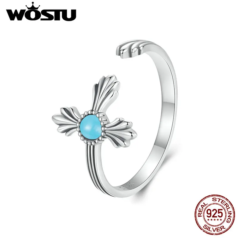 WOSTU 925 Sterling Silver Retro Cross Turquoise Ring For Women Vintage Opening Blue turquoise Party rings Jewelry Punk Gift
WOSTU 925 Sterling Silver Retro Cross Turquoise Ring For Women Vintage Opening Blue turquoise Party rings Jewelry Punk Gift