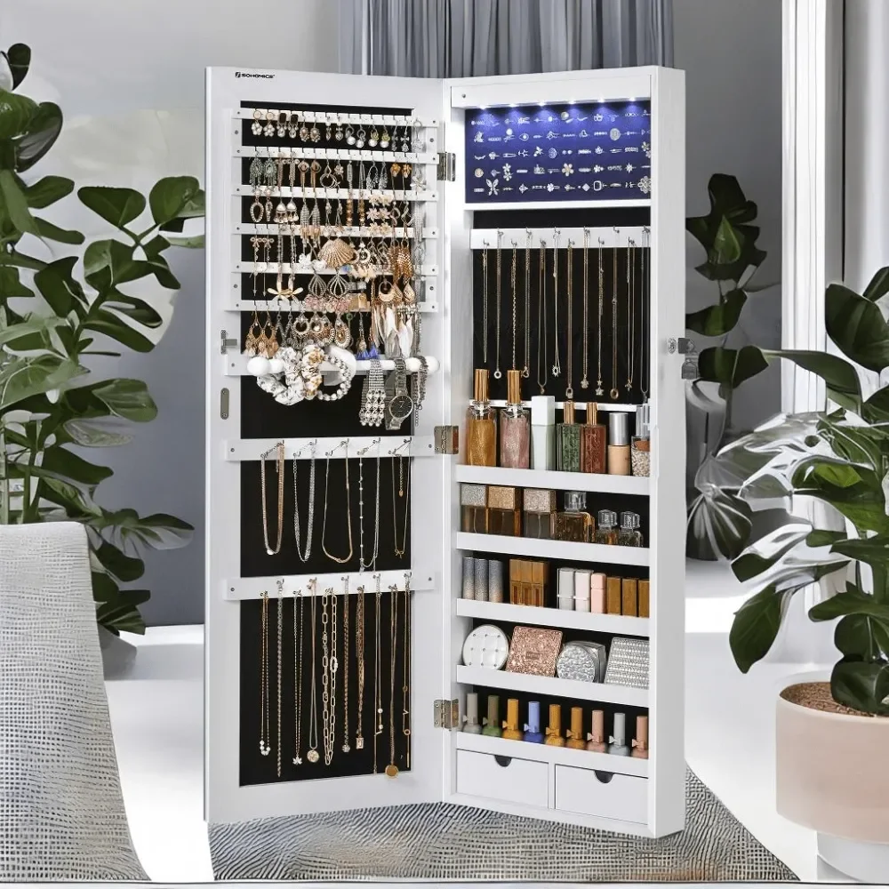 Hanging Jewelry Cabinet, WallMounted With LED Interior Lights Jewelry Organizer, DoorMounted Organizer, FullLength Mirror, Gift
Hanging Jewelry Cabinet, WallMounted With LED Interior Lights Jewelry Organizer, DoorMounted Organizer, FullLength Mirror, Gift
