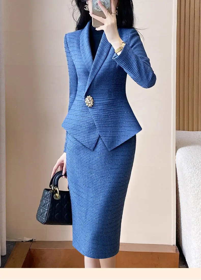 Insozkdg Luxury Blue Short Suit Jacket Women Waist Slimming Suit Socialite High-end Midi Skirt Set Two Piece Set Women Outfits
Insozkdg Luxury Blue Short Suit Jacket Women Waist Slimming Suit Socialite High-end Midi Skirt Set Two Piece Set Women Outfits