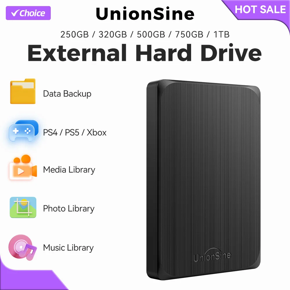 UnionSine HDD 2.5" Portable External Hard Drive 1tb/750gb/500gb/250gb USB3.0 Storage Compatible for PC,Mac,Desktop,MacBook,TV
UnionSine HDD 2.5" Portable External Hard Drive 1tb/750gb/500gb/250gb USB3.0 Storage Compatible for PC,Mac,Desktop,MacBook,TV