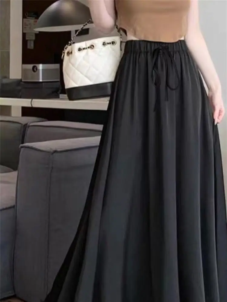 Silky Smooth A-Line Midi Skirt Women's High Waist Slimming Summer New Style Artificial Silk Satin Long Skirts Elegant
Silky Smooth A-Line Midi Skirt Women's High Waist Slimming Summer New Style Artificial Silk Satin Long Skirts Elegant